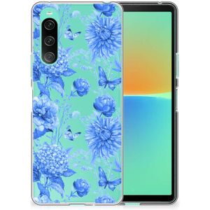 TPU Case voor Sony Xperia 10 V Flowers Blue