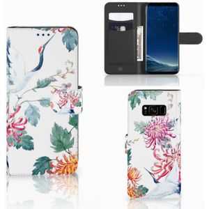 Samsung Galaxy S8 Telefoonhoesje met Pasjes Bird Flowers