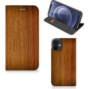 iPhone 12 Mini Book Wallet Case Donker Hout