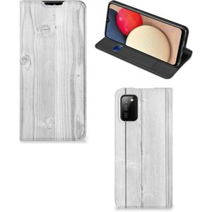 Samsung Galaxy M02s | A02s Book Wallet Case White Wood
