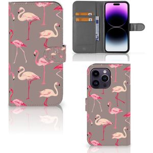 iPhone 15 Pro Max Telefoonhoesje met Pasjes Flamingo