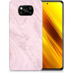 Xiaomi Poco X3 | Poco X3 Pro TPU Siliconen Hoesje Marble Pink - Origineel Cadeau Vriendin