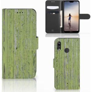 Huawei P20 Lite Book Style Case Green Wood