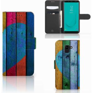 Samsung Galaxy J6 2018 Book Style Case Wood Heart - Cadeau voor je Vriend