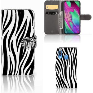 Samsung Galaxy A40 Telefoonhoesje met Pasjes Zebra