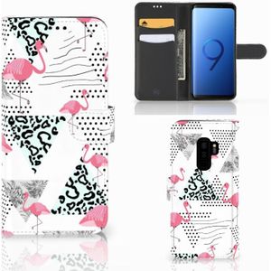 Samsung Galaxy S9 Plus Telefoonhoesje met Pasjes Flamingo Triangle