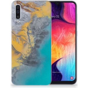 Samsung Galaxy A50 TPU Siliconen Hoesje Marble Blue Gold