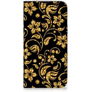 iPhone 14 Smart Cover Gouden Bloemen