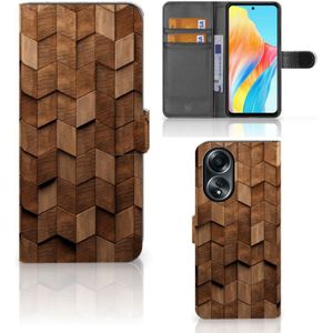 Book Style Case voor OPPO A58 4G Wooden Cubes