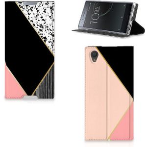 Sony Xperia L1 Stand Case Zwart Roze Vormen