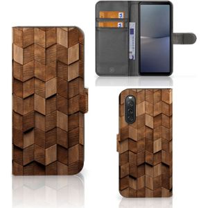 Book Style Case voor Sony Xperia 10 V Wooden Cubes