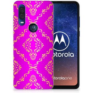 Siliconen Hoesje Motorola One Vision Barok Roze