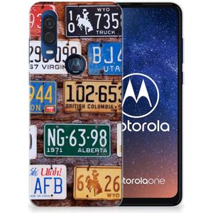 Motorola One Vision Siliconen Hoesje met foto Kentekenplaten