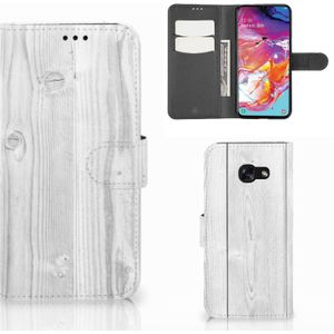 Samsung Galaxy A70 Book Style Case White Wood