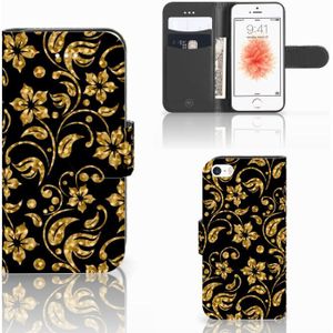 Apple iPhone 5 | 5s | SE Hoesje Gouden Bloemen