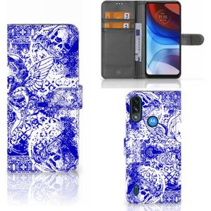 Telefoonhoesje met Naam Motorola Moto E7i Power | E7 Power Angel Skull Blauw