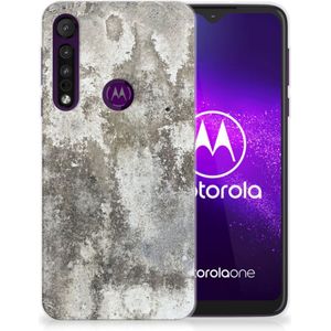 Motorola One Macro TPU Siliconen Hoesje Beton Print