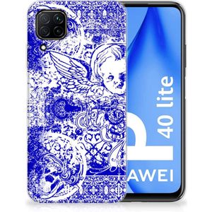 Silicone Back Case Huawei P40 Lite Angel Skull Blauw