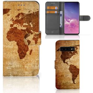 Samsung Galaxy S10 Flip Cover Wereldkaart