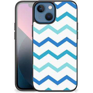 Apple iPhone 13 mini Back Case Zigzag Blauw