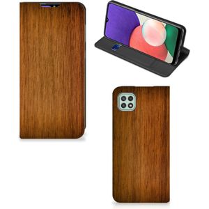 Samsung Galaxy A22 5G Book Wallet Case Donker Hout