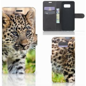 Samsung Galaxy S8 Plus Telefoonhoesje met Pasjes Baby Luipaard