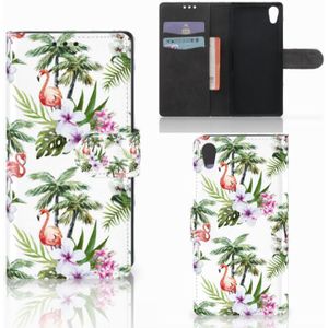 Sony Xperia XA1 Telefoonhoesje met Pasjes Flamingo Palms