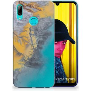 Huawei P Smart 2019 TPU Siliconen Hoesje Marble Blue Gold