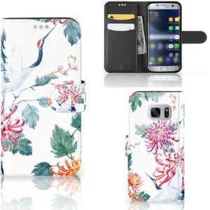 Samsung Galaxy S7 Telefoonhoesje met Pasjes Bird Flowers