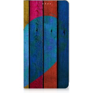 Samsung Galaxy S23 Plus Book Wallet Case Wood Heart - Cadeau voor je Vriend