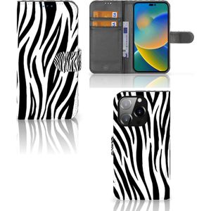 iPhone 14 Pro Telefoonhoesje met Pasjes Zebra