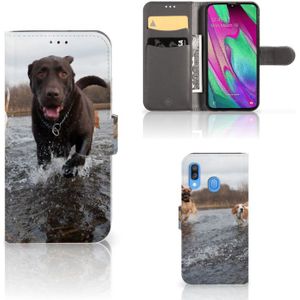 Samsung Galaxy A40 Telefoonhoesje met Pasjes Honden Labrador