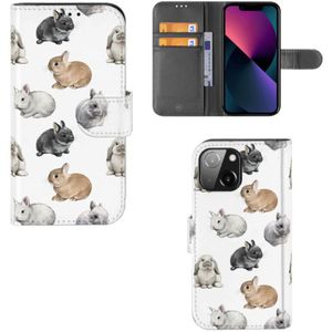 Telefoonhoesje met Pasjes voor iPhone 13 Mini Konijntjes