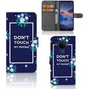 Nokia 5.4 Portemonnee Hoesje Flowers Blue DTMP