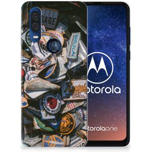 Motorola One Vision Siliconen Hoesje met foto Badges