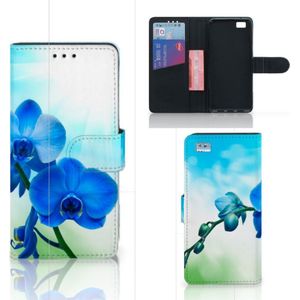 Huawei Ascend P8 Lite Hoesje Orchidee Blauw - Cadeau voor je Moeder