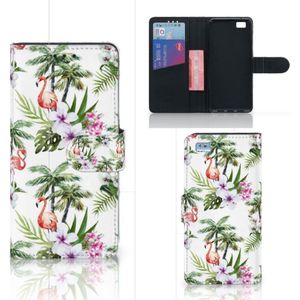 Huawei Ascend P8 Lite Telefoonhoesje met Pasjes Flamingo Palms