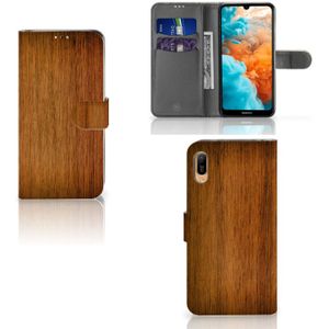 Huawei Y6 (2019) Book Style Case Donker Hout