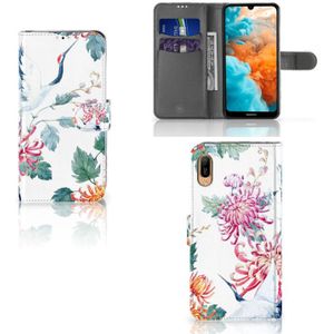 Huawei Y6 (2019) Telefoonhoesje met Pasjes Bird Flowers