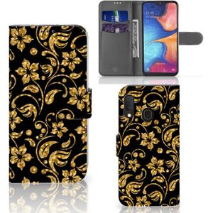 Samsung Galaxy A20e Hoesje Gouden Bloemen