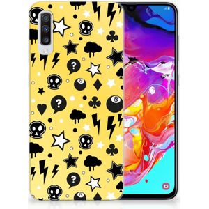 Silicone Back Case Samsung Galaxy A70 Punk Geel