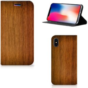 Apple iPhone X | Xs Book Wallet Case Donker Hout