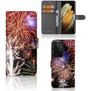 Samsung Galaxy S21 Ultra Wallet Case met Pasjes Vuurwerk