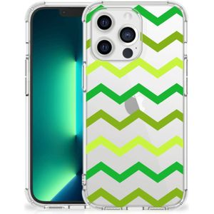 iPhone 13 Pro Max Doorzichtige Silicone Hoesje Zigzag Groen