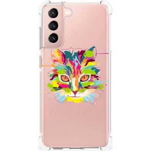 Samsung Galaxy S21 FE Stevig Bumper Hoesje Cat Color
