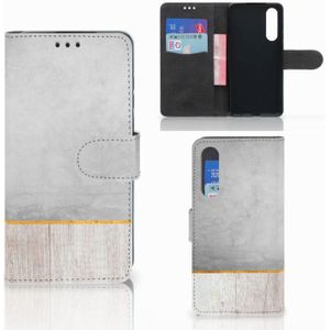 Huawei P30 Book Style Case Wood Concrete