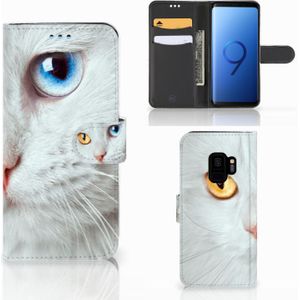 Samsung Galaxy S9 Telefoonhoesje met Pasjes Witte Kat
