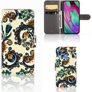 Wallet Case Samsung Galaxy A40 Barok Flower