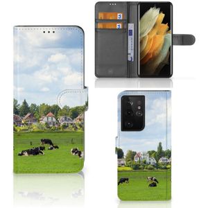 Samsung Galaxy S21 Ultra Telefoonhoesje met Pasjes Koeien