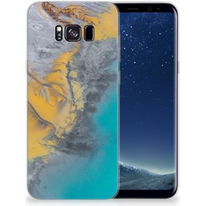 Samsung Galaxy S8 Plus TPU Siliconen Hoesje Marble Blue Gold